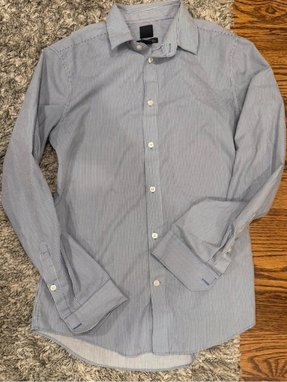 H&M Light Blue and White Pinstripe Dress Shirt